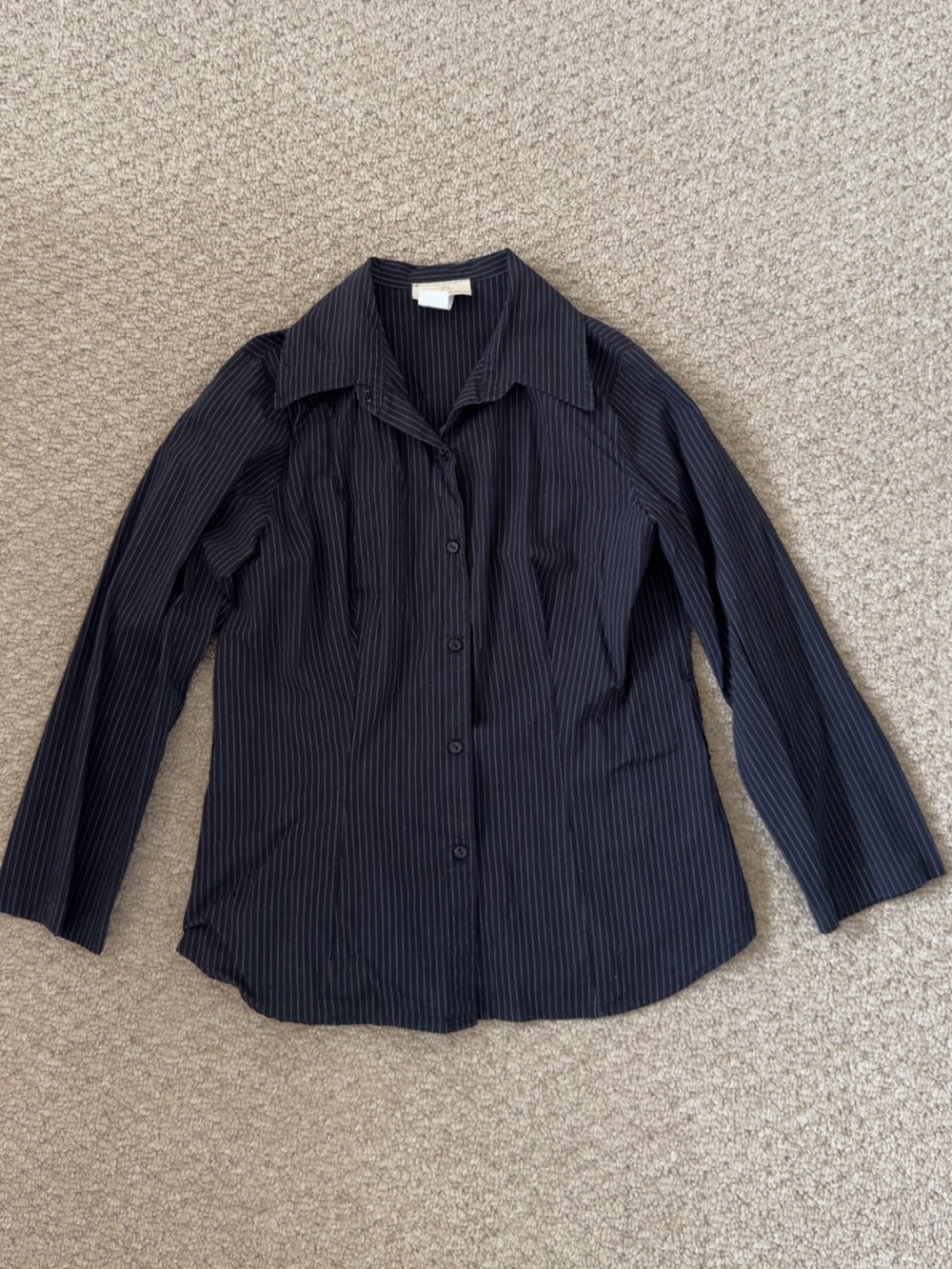 Costa Blanca Navy Pinstripe Fitted Button Up Longsleeve